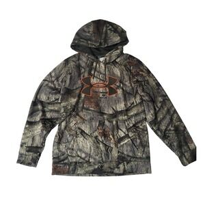 Under Armour Hoodie Mens Medium Mossy Oak‎ Camo Pullover Hunting Outdoors